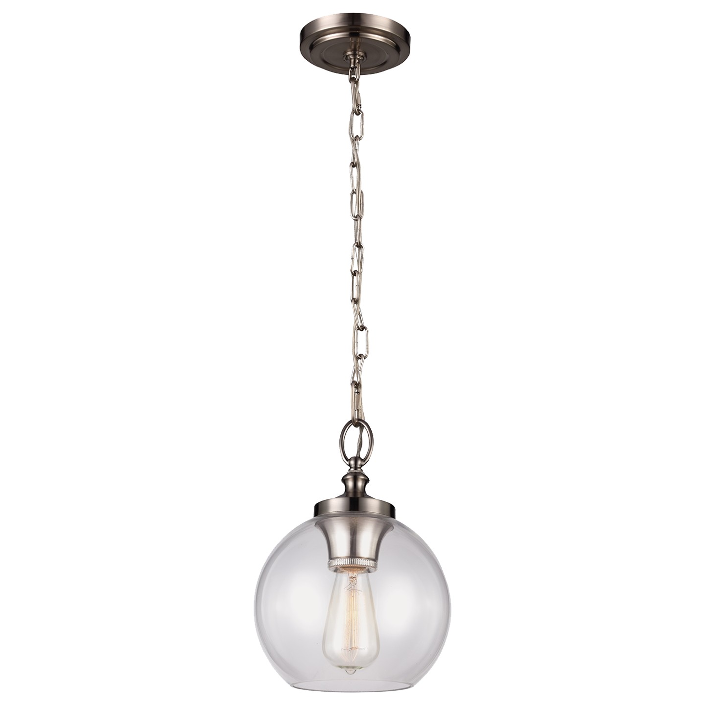 Подвесной светильник Visual Comfort Tabby Clear Glass Mini Pendant Brushed  Steel (Studio) — в интернет-магазине ХРОМ / P1308BS