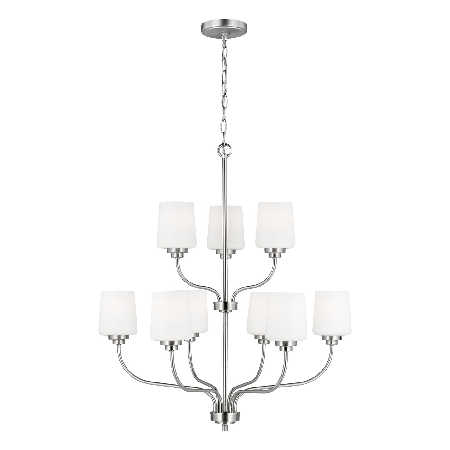 Visual Comfort Windom Nine Light Chandelier Brushed Nickel