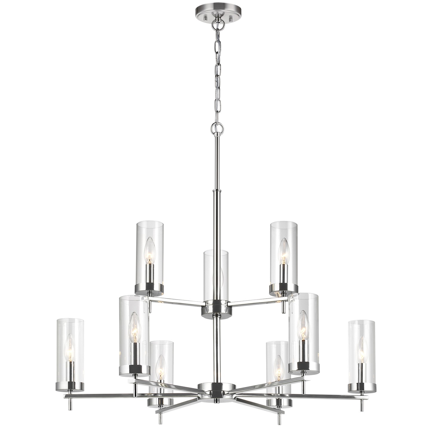 Люстра Visual Comfort Zire Nine Light Chandelier Chrome Bulbs Inc (Studio)  — в интернет-магазине ХРОМ / 3190309EN-05